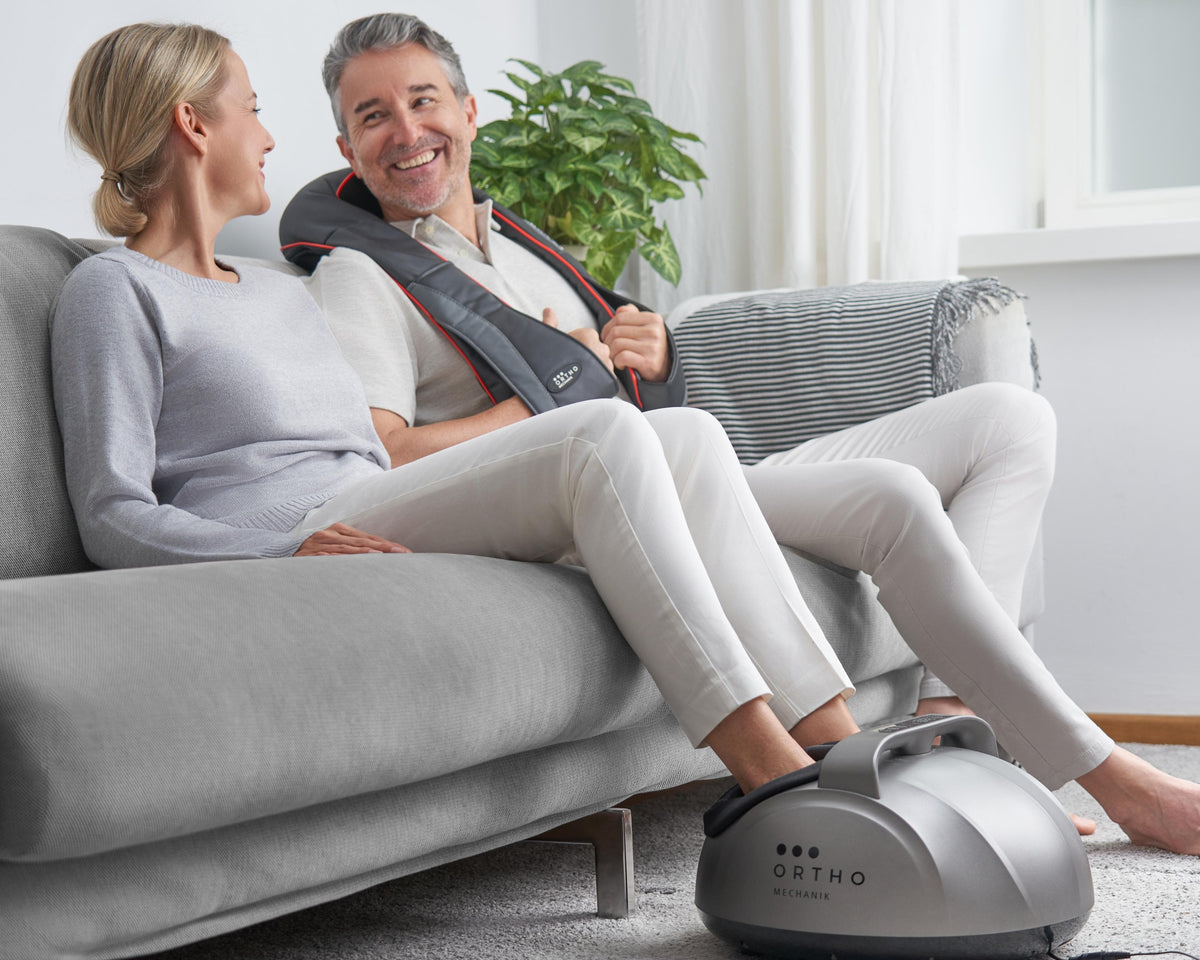Fußmassagegerät Orthomechanik Anwendung Nackenmassage gerät